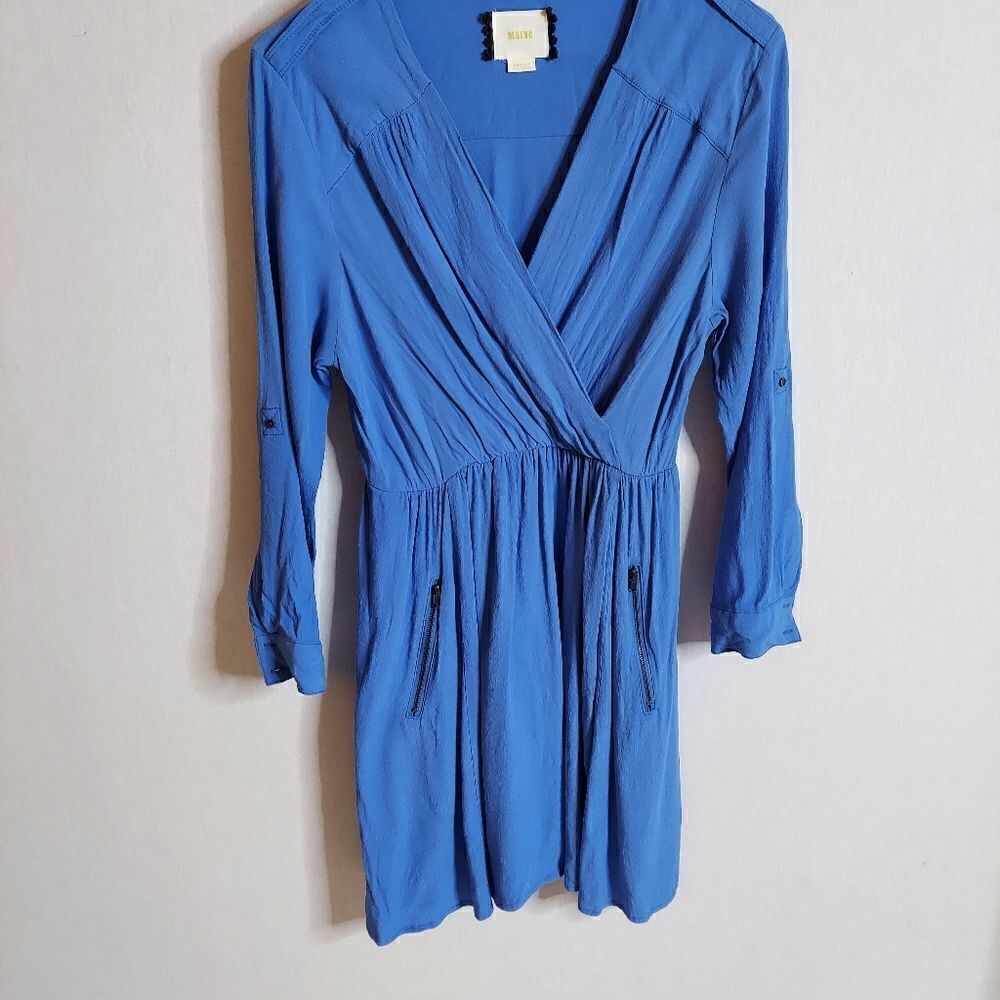 ‎Maeve by Anthropologie Blue long sleeve wrap mini dress